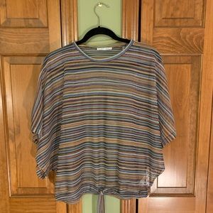 Zara Trafaluc Rainbow Striped Mesh Pullover